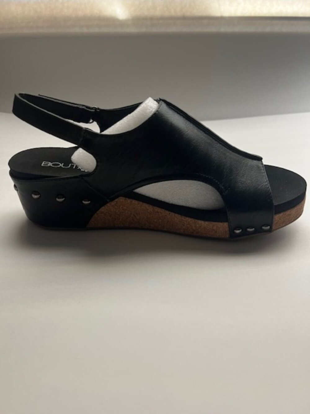 Corkys Volta Wedge Sandal - Black Smooth ll, size 11